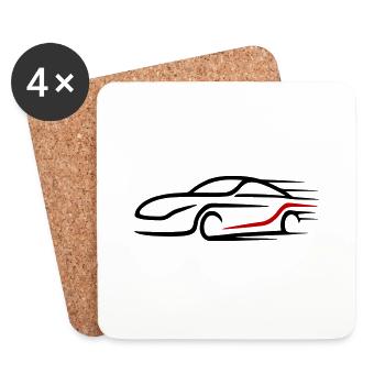 Auto Turbo Logo Rennwagen - Untersetzer (4er-Set) - Weiß - Vorne