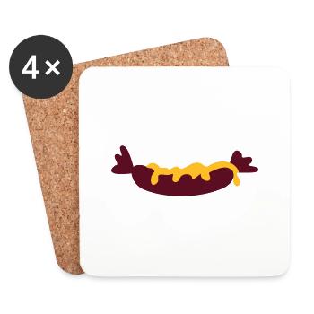 Wurst mit Senf / sausage with mustard (2c) - Coasters (set of 4) - white - Front