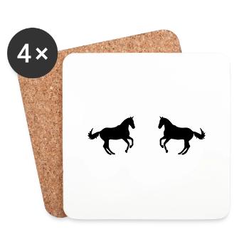 deux chevaux - Dessous de verre (lot de 4) - blanc - Devant