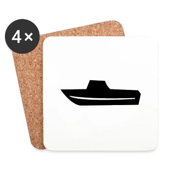 Bateau bateau de pêche bateau bateau capitaine - Dessous de verre (lot de 4) - blanc - Devant