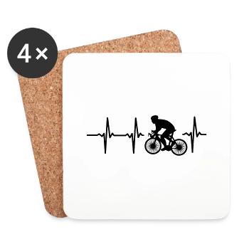 MEIN HERZ SCHLÄGT FÜR RADSPORT! - Untersetzer (4er-Set) - Weiß - Vorne