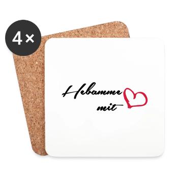 Hebamme mit Herz - Untersetzer (4er-Set) - Weiß - Vorne