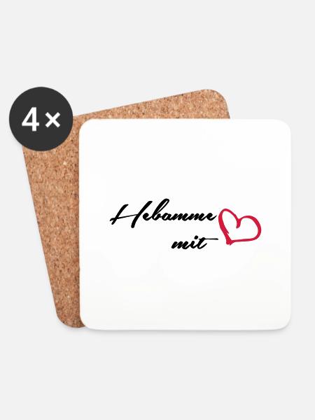Hebamme mit Herz - Untersetzer (4er-Set) - Weiß