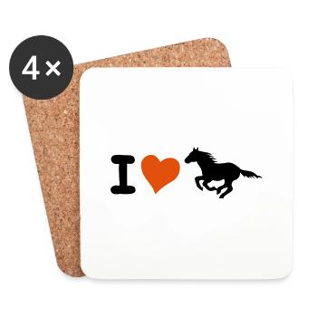 i J'aime l'amour coeur cheval chevaux poney coeur - Dessous de verre (lot de 4) - blanc - Devant