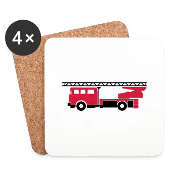Feuerwehrauto (fire engine) - Untersetzer (4er-Set) - Weiß - Vorne