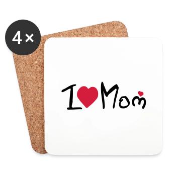 Maman de coeur, je - Dessous de verre (lot de 4) - blanc - Devant