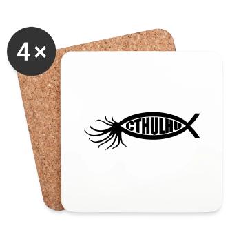 Cthulhu-Fisch - Untersetzer (4er-Set) - Weiß - Vorne