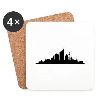Skyline Leipzig central - Dessous de verre (lot de 4) - blanc - Devant
