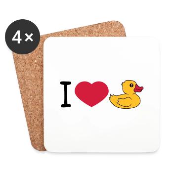 love i love heart squeaky duck rubber duck bath duck - Coasters (set of 4) - white - Front