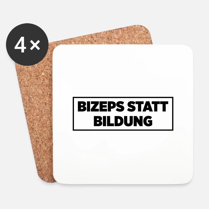 Bizeps statt Bildung - Untersetzer (4er-Set) - Weiß