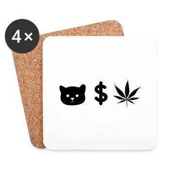 PUSSY MONEY WEED - Coasters (set of 4) - white - Front