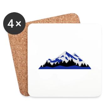 mountains, winter, landscape - Dessous de verre (lot de 4) - blanc - Devant