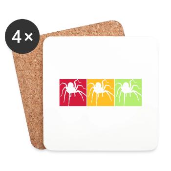 couleurs carrés motif araignée colorée de - Dessous de verre (lot de 4) - blanc - Devant