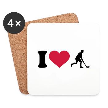I love Floorball - Dessous de verre (lot de 4) - blanc - Devant