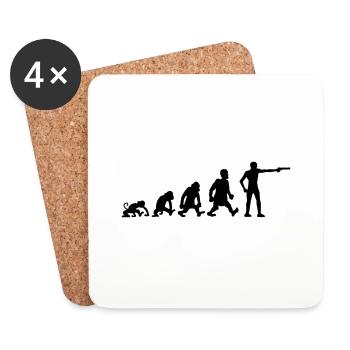 dessin évolution fun tir sportif pistolet humour - Dessous de verre (lot de 4) - blanc - Devant