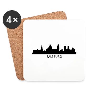 Skyline Salzburg Text - Untersetzer (4er-Set) - Weiß - Vorne