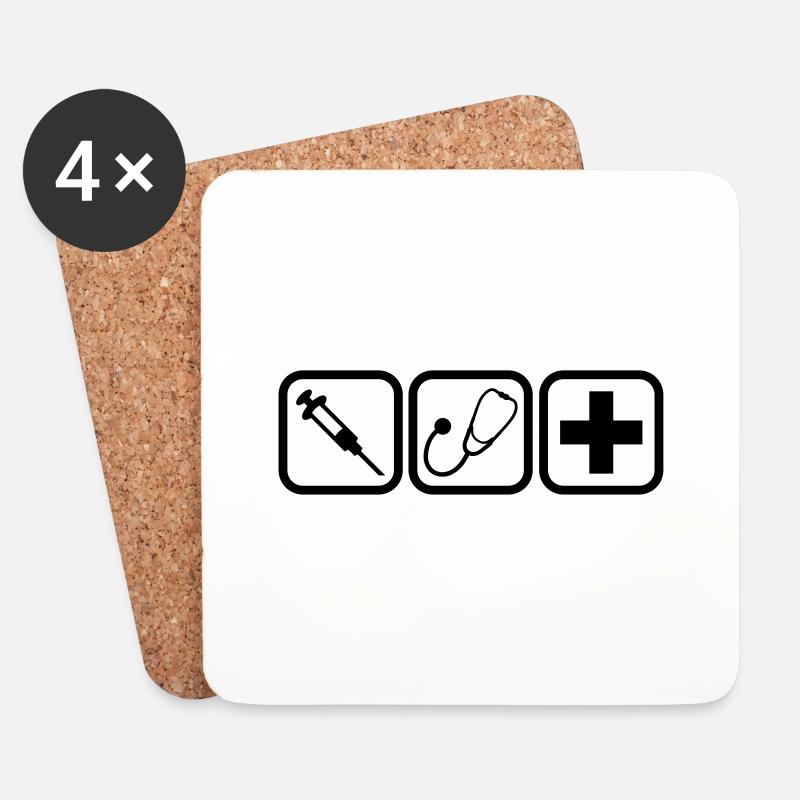 Spritze Stethoskop Kreuz Arzt Logos - Untersetzer (4er-Set) - Weiß