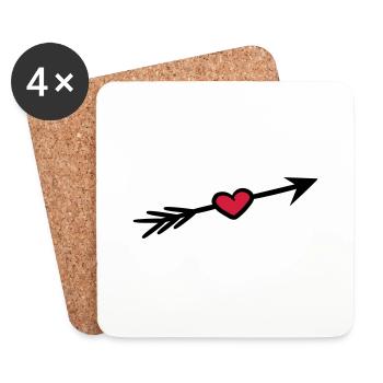 heart arrow love shoot bow shot fall in love - Coasters (set of 4) - white - Front