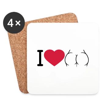 logo i love ass herz liebe rund nackte frau sexy a - Untersetzer (4er-Set) - Weiß - Vorne