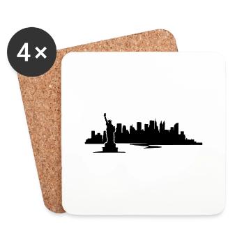 New York Skyline - United States - Dessous de verre (lot de 4) - blanc - Devant