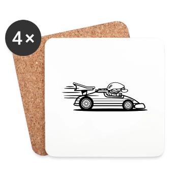 voiture de course drôle - Dessous de verre (lot de 4) - blanc - Devant