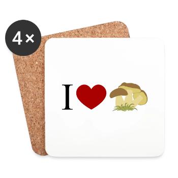 I love Steinpilze 2 - Untersetzer (4er-Set) - Weiß - Vorne