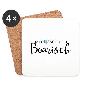 Mei Herz schlogt Boarisch - Bayern, - Untersetzer (4er-Set) - Weiß - Vorne
