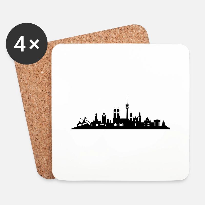 Skyline München - Untersetzer (4er-Set) - Weiß