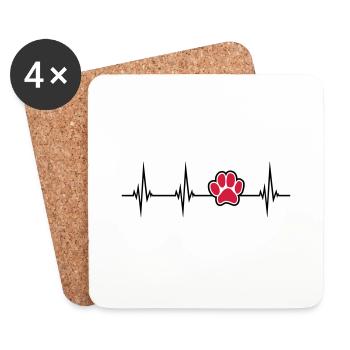 cat dog pet pulse heartbeat frequency ECG p - Coasters (set of 4) - white - Front