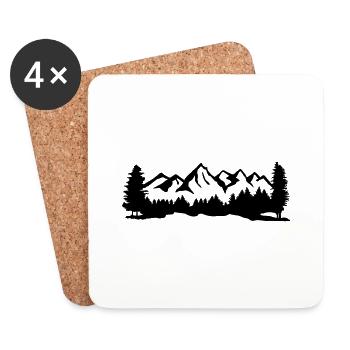 Berge, Wald und Bäume - Untersetzer (4er-Set) - Weiß - Vorne