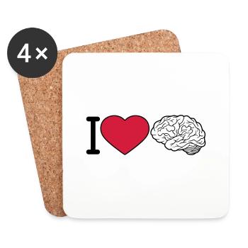 I love the brain - Coasters (set of 4) - white - Front