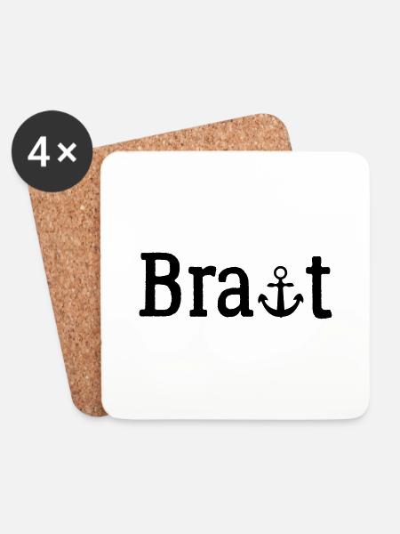 Braut Outfit | Maritim mit Anker | Junggesellinnen - Untersetzer (4er-Set) - Weiß