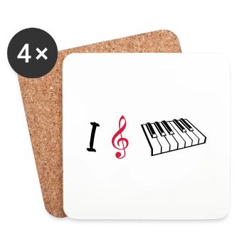 I love piano, piano - Coasters (set of 4) - white - Front