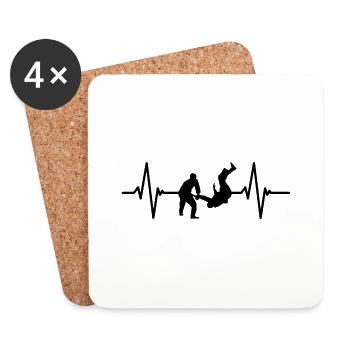 Brésilien Jiu Jitsu cadeau BJJ battement de coeur - Dessous de verre (lot de 4) - blanc - Devant