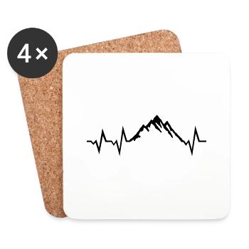 Battements de cœur de montagne - Dessous de verre (lot de 4) - blanc - Devant