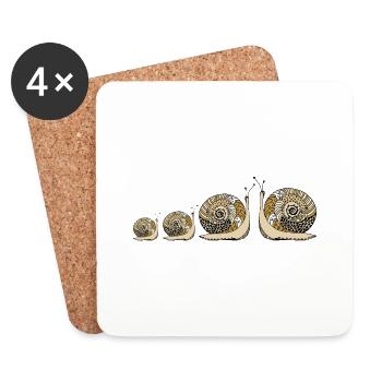 Snails - Coasters (set of 4) - white - Front