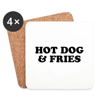 Hot Dog & Fries - Fast Food Gift French Fries Food - Coasters (set of 4) - white - Front