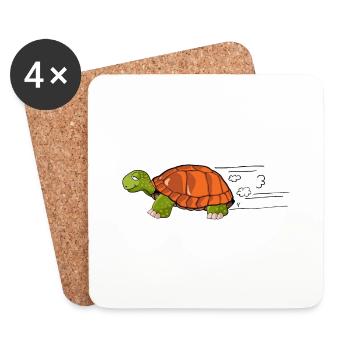 tortue dessin vitesse humour - Coasters (set of 4) - white - Front