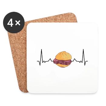 Leberkas Herzschlag Liebe Leberkäse - Coasters (set of 4) - white - Front