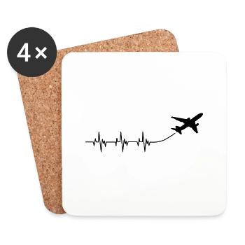 Pulse Airplane Gift Pilot Aviation Copilot - Coasters (set of 4) - white - Front