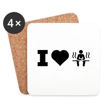 I love Sauna Spa Banja Gift Sauna House - Coasters (set of 4) - white - Front