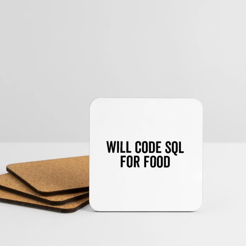 Will Code SQL For Food Coasters (set of 4)