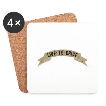 live to drive Slogan Motorrad-Banderole - Untersetzer (4er-Set) - Weiß - Vorne