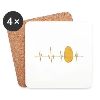 Pomme de terre Rythme cardiaque Puls Ekg - Dessous de verre (lot de 4) - blanc - Devant