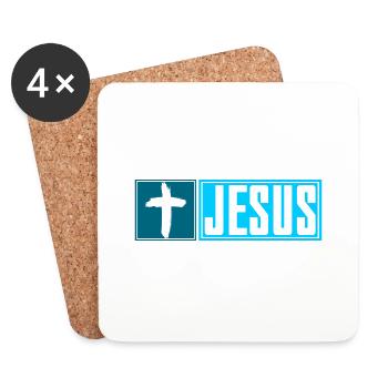 JESUS Cross -blue- - Coasters (set of 4) - white - Front