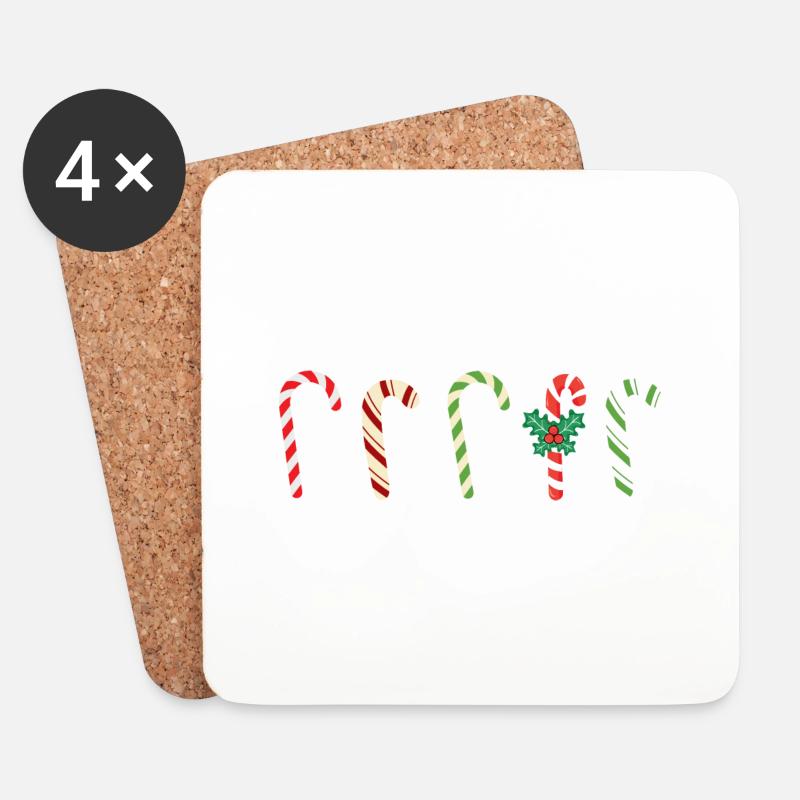 Zuckerstange - Untersetzer (4er-Set) - Weiß
