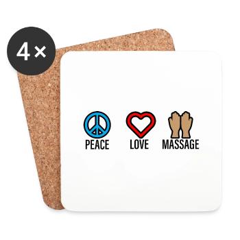 Massage Paix Amour 2 - Dessous de verre (lot de 4) - blanc - Devant