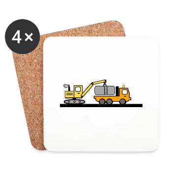Bagger - Untersetzer (4er-Set) - Weiß - Vorne