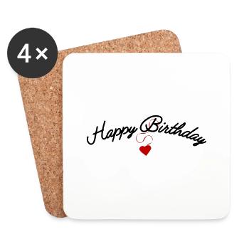 Bon anniversaire - Dessous de verre (lot de 4) - blanc - Devant