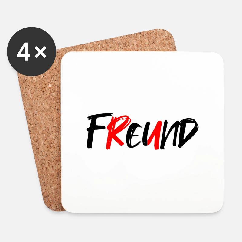 Freund/Feind - Untersetzer (4er-Set) - Weiß